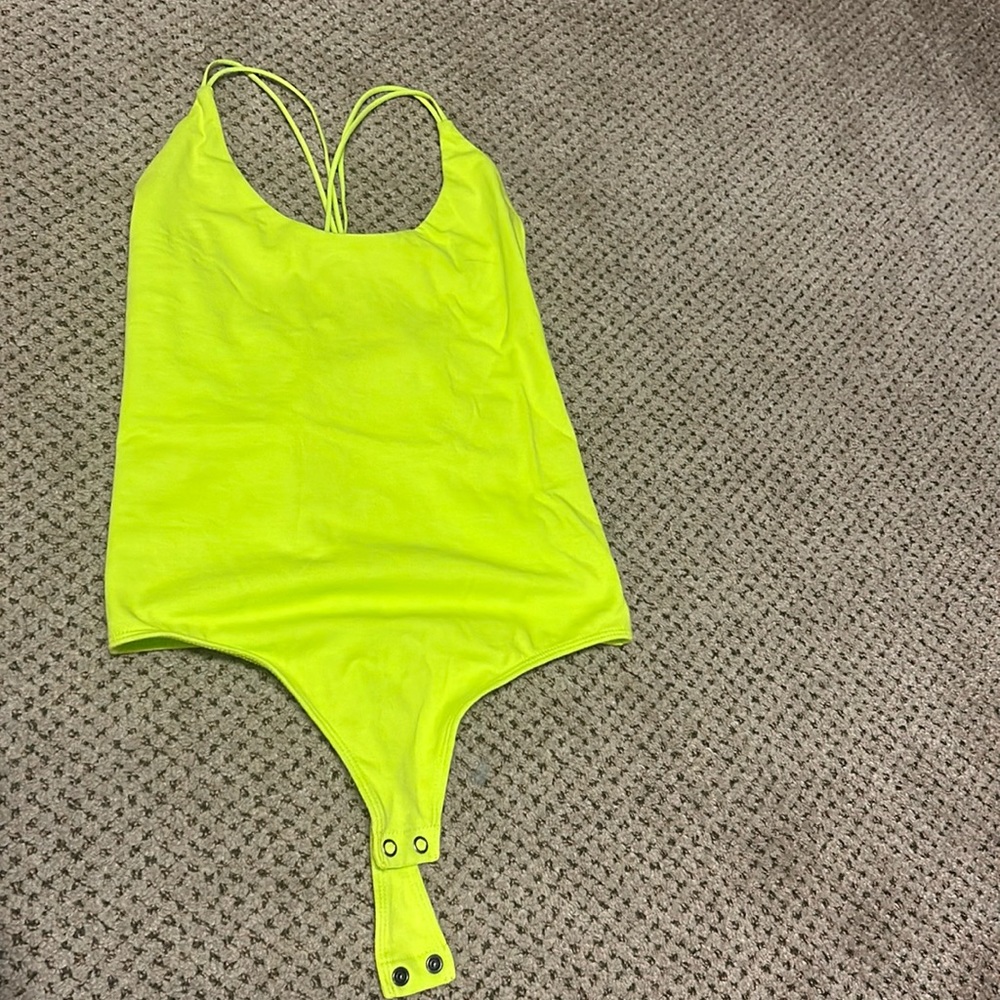 ❗️Express one eleven. Neon green thong bodysuit. Size XS❗️